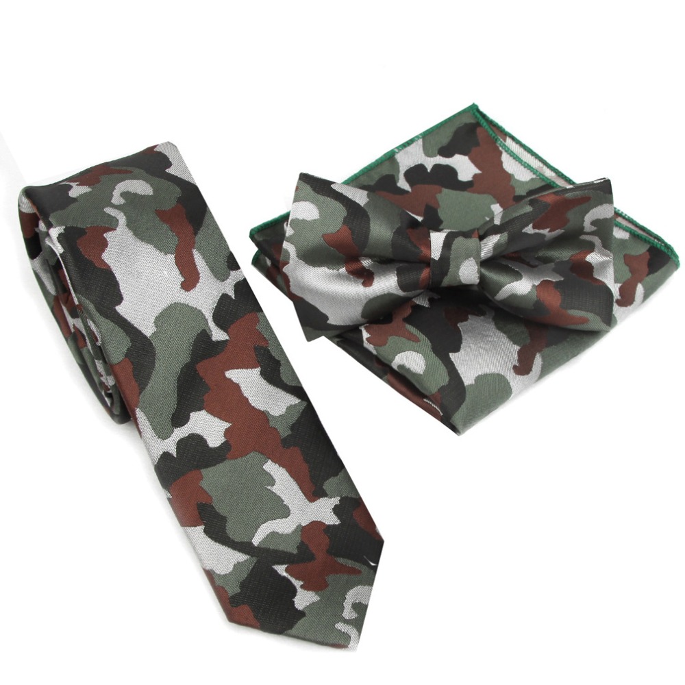 Skinny Tie Men - Camouflage Slim Bow Ties Set for