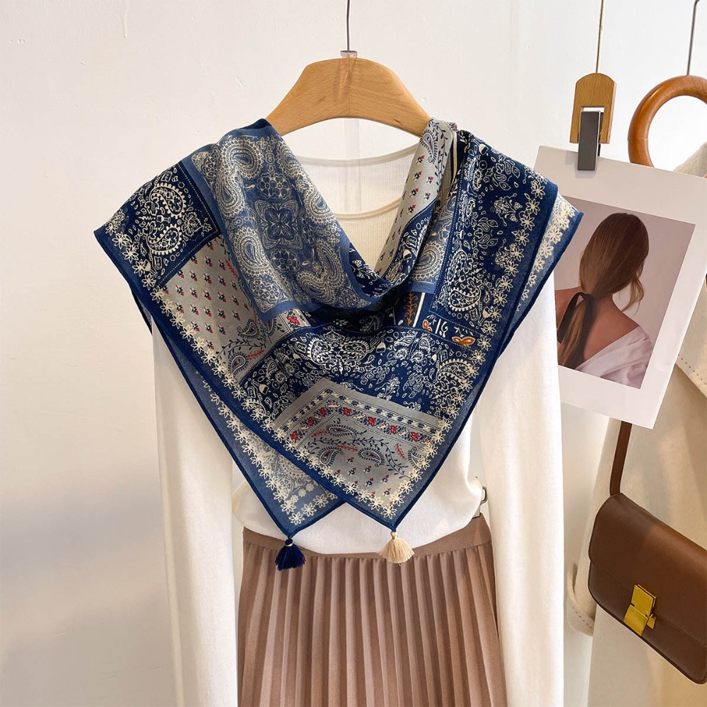 Tassel Scarf Women Square Cott - Bandana Cotton recension och pris